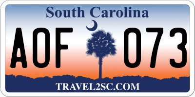 SC license plate AOF073