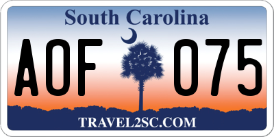 SC license plate AOF075