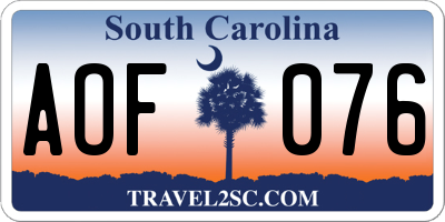 SC license plate AOF076