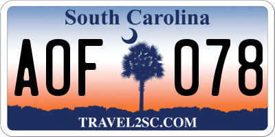 SC license plate AOF078