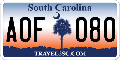 SC license plate AOF080