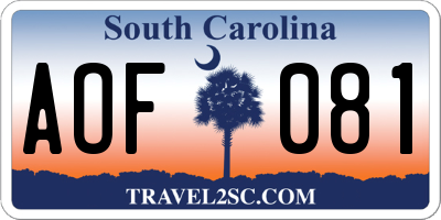 SC license plate AOF081