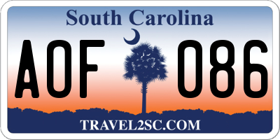 SC license plate AOF086