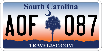 SC license plate AOF087
