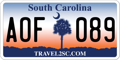 SC license plate AOF089