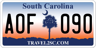 SC license plate AOF090