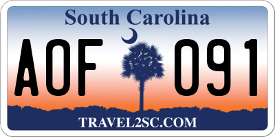 SC license plate AOF091
