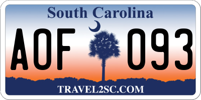 SC license plate AOF093