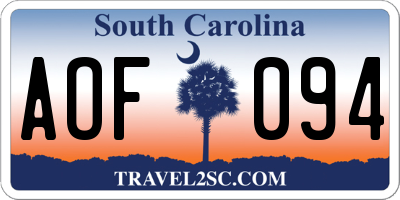 SC license plate AOF094