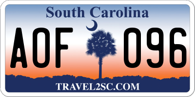 SC license plate AOF096