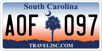 SC license plate AOF097