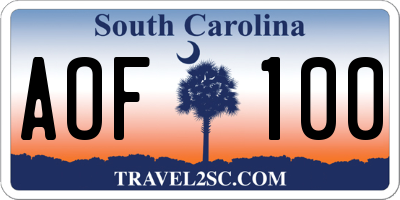 SC license plate AOF100