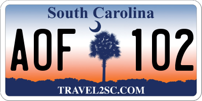 SC license plate AOF102