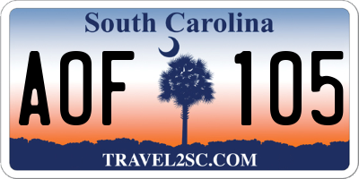 SC license plate AOF105