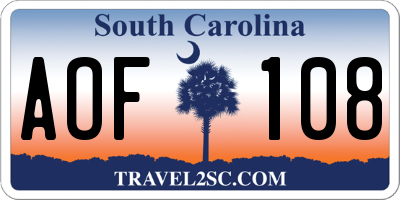 SC license plate AOF108