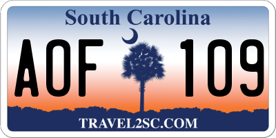 SC license plate AOF109