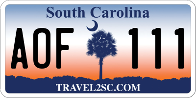 SC license plate AOF111
