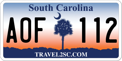 SC license plate AOF112