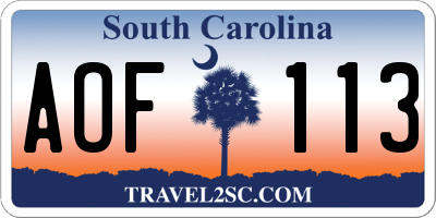 SC license plate AOF113