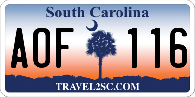 SC license plate AOF116