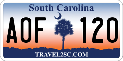 SC license plate AOF120