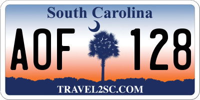 SC license plate AOF128