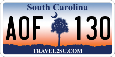 SC license plate AOF130