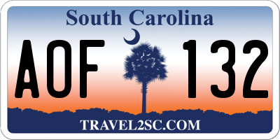 SC license plate AOF132