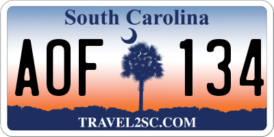 SC license plate AOF134