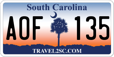 SC license plate AOF135