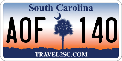 SC license plate AOF140