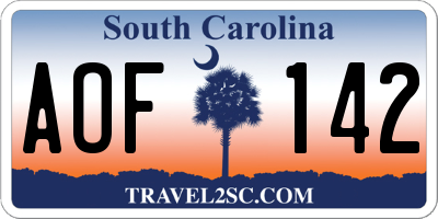 SC license plate AOF142