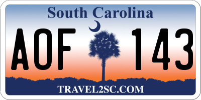 SC license plate AOF143