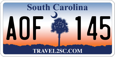 SC license plate AOF145