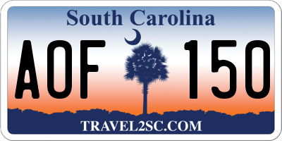 SC license plate AOF150