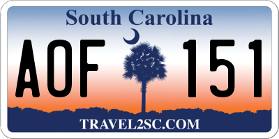 SC license plate AOF151