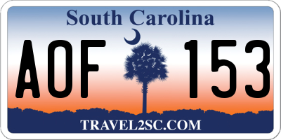 SC license plate AOF153