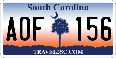SC license plate AOF156