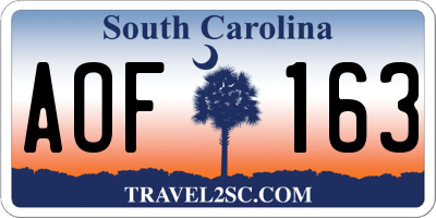 SC license plate AOF163