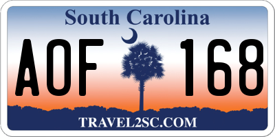 SC license plate AOF168