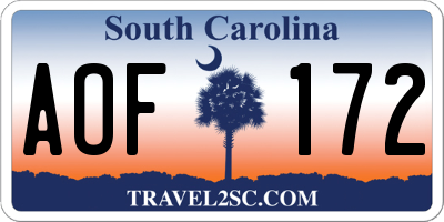 SC license plate AOF172