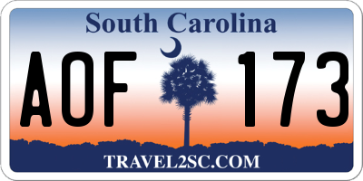 SC license plate AOF173