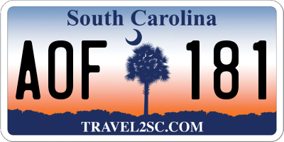 SC license plate AOF181
