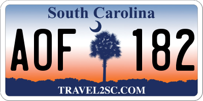 SC license plate AOF182