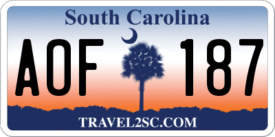 SC license plate AOF187