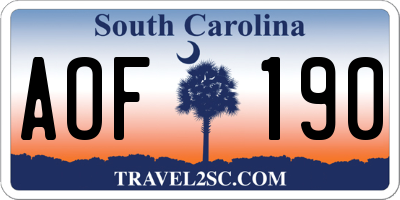 SC license plate AOF190