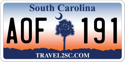 SC license plate AOF191