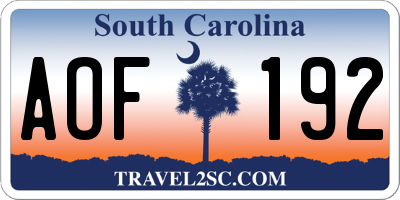 SC license plate AOF192