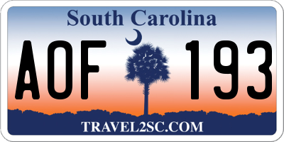 SC license plate AOF193