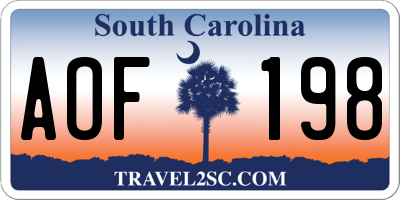 SC license plate AOF198